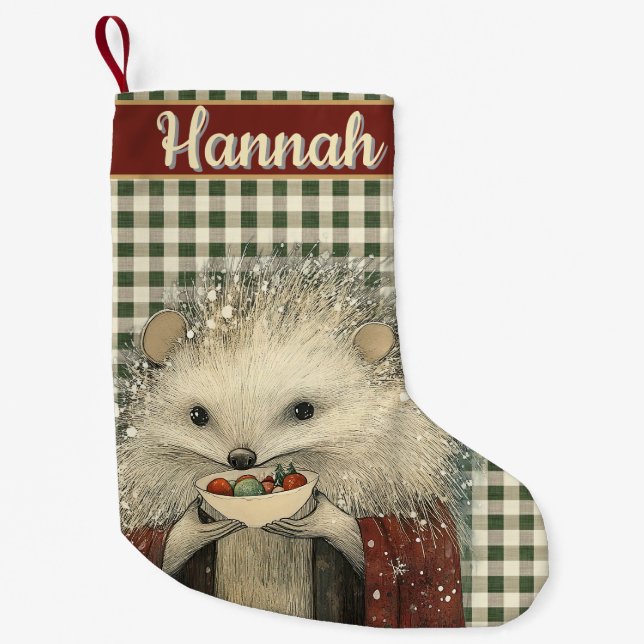 Meia De Natal Pequena Thistle the Hedgehog | Woodland Whimsy  (Frente)