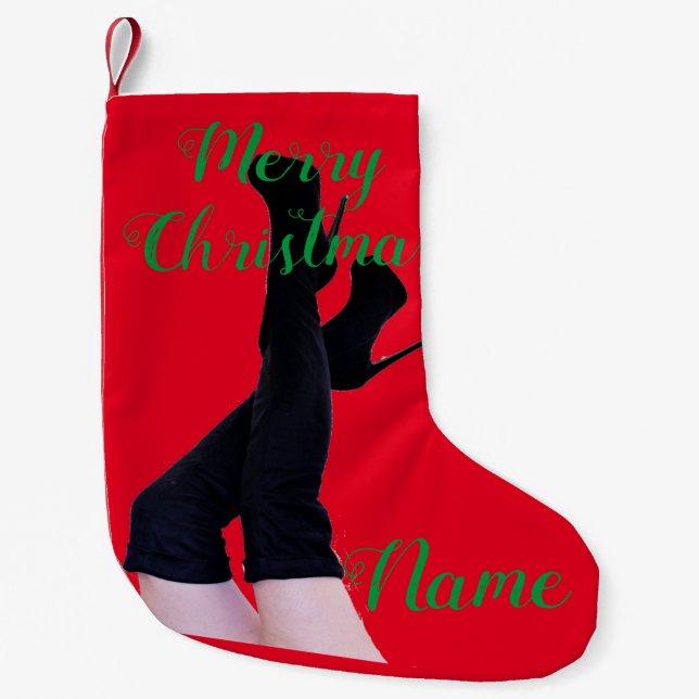 Meia De Natal Pequena Thunder_Cove de Boots Thunder-high de Couro Preto (Frente)