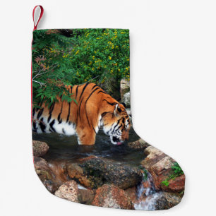 Meia De Natal Pequena Tigre de Bebendo de queda