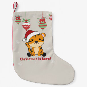 Meia De Natal Pequena Tigre Natal Neve Animais de inverno Tigre Ch Peque