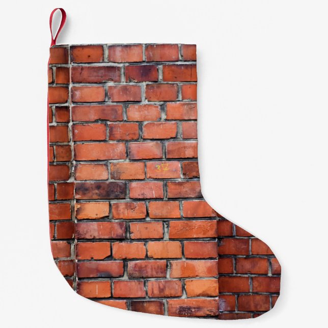 Meia De Natal Pequena tijolo de parede castanha (Frente)