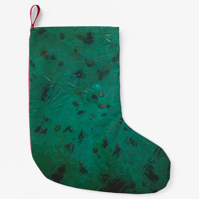 Meia De Natal Pequena Tinta verde e preta (Frente)