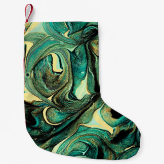 Meia De Natal Pequena Tintas acrílicas aquamarinas: fundo abstrato.