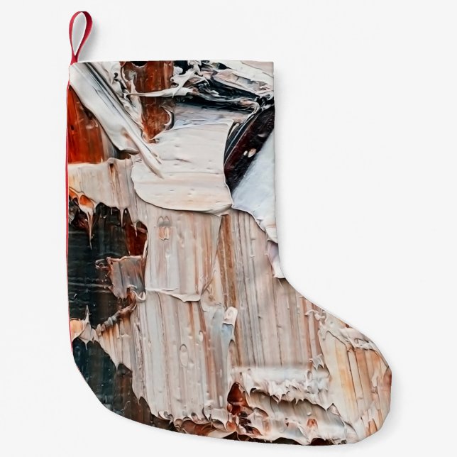 Meia De Natal Pequena Tintas e alivios de óleo pastoso em relevo. Protoc (Frente)