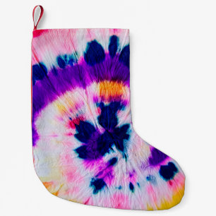 Meia De Natal Pequena Tire o Tie Dye. Tecido Arco-Íris Tie Dye. Boho Fas