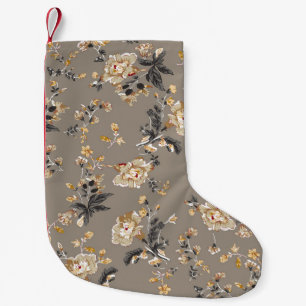 Meia De Natal Pequena Todos os tipos de flores em forma de fundo marrom