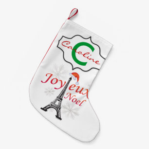 Meia De Natal Pequena Torre Joyeux Noel Eiffel Personalizada