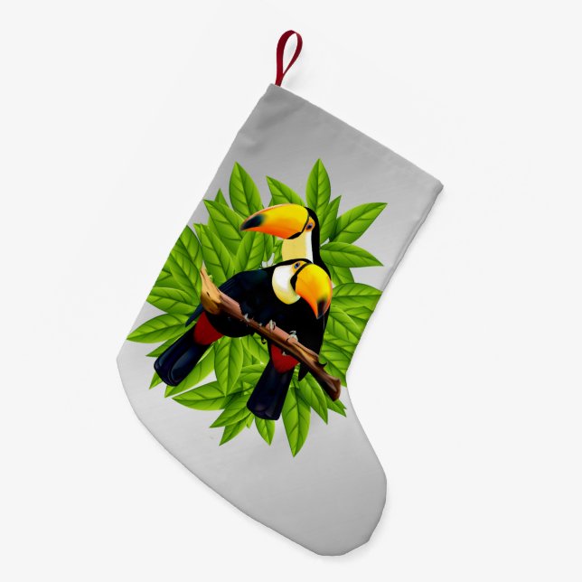 Meia De Natal Pequena Toucan Duo Silver (Frente (Pendurada))