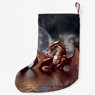 Meia De Natal Pequena Trabalhos de arte da fantasia do dragão & da lua