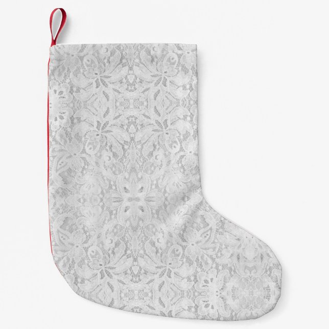 Meia De Natal Pequena Traço branco de queda (Frente)