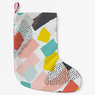 Meia De Natal Pequena Traços de pincel: padrão de safra.