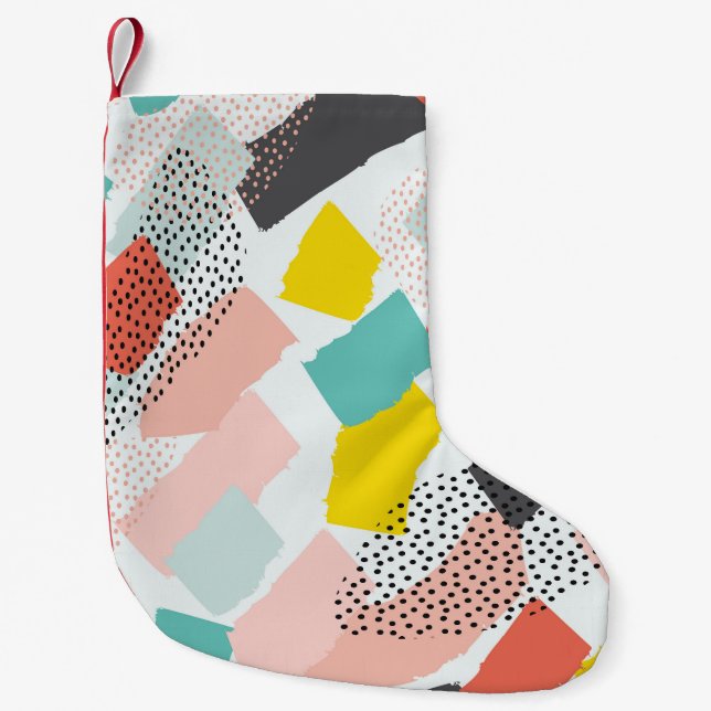 Meia De Natal Pequena Traços de pincel: padrão de safra. (Frente)