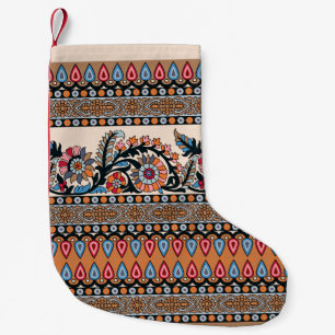 Meia De Natal Pequena Tradicional Mughal Border Designart, sem descontin