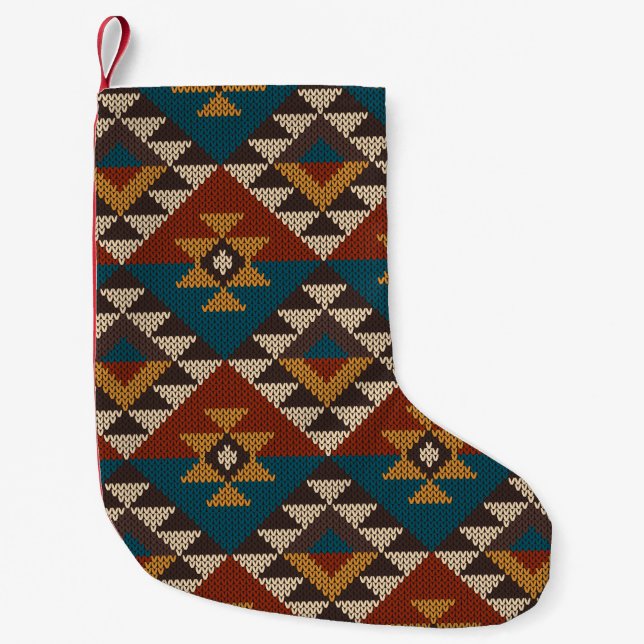 Meia De Natal Pequena Traditional Tribal Aztec seamless pattern on the w (Frente)