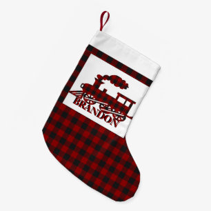 Meia De Natal Pequena Trem xadrez personalizado 