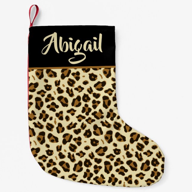 Meia De Natal Pequena Trendy Leopard Print - Personalizado (Frente)