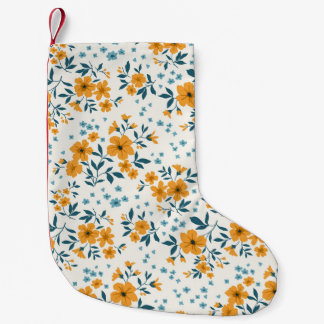 Meia De Natal Pequena Trendy, padrão floral de vintage. Sem fim de