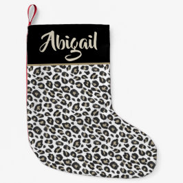 Meia De Natal Pequena Trendy Tan Leopard Print - Personalizado