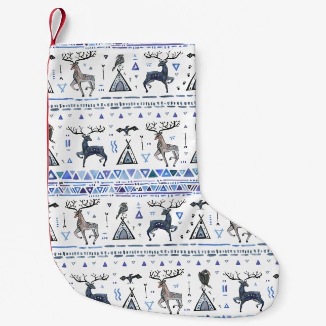 Meia De Natal Pequena Tribal, animais sonham, sem problemas. (Frente)