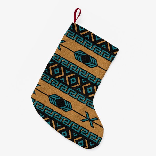 Meia De Natal Pequena Tribal Aztec Padrão no Sudoeste do Natal (Frente (Pendurada))