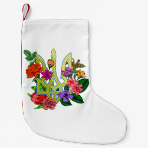 Meia De Natal Pequena tridente tryzub da heráldica ucraniana flores flor