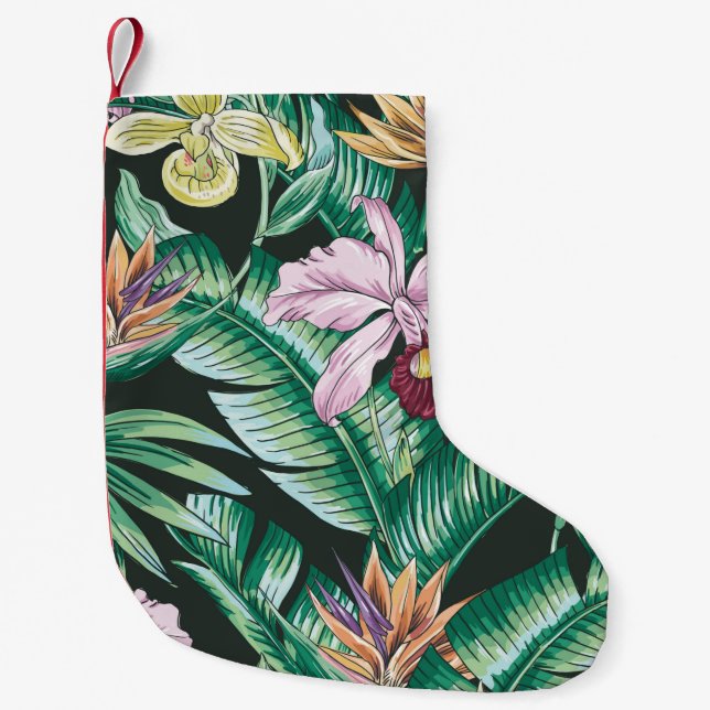 Meia De Natal Pequena Tropical floral seamless pattern with exotic flowe (Frente)