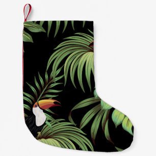 Meia De Natal Pequena Túcano de colheita tropical, palma de palma, maruc