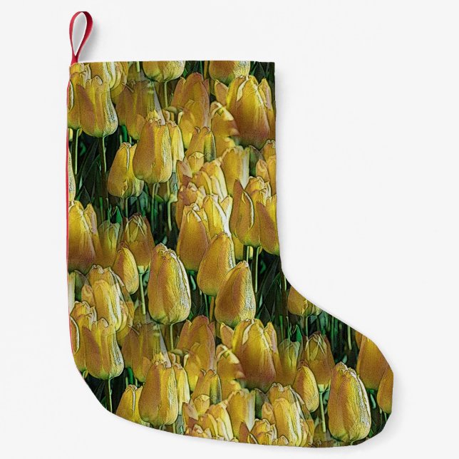 Meia De Natal Pequena Tulipas Amarelas Sunshine (Frente)