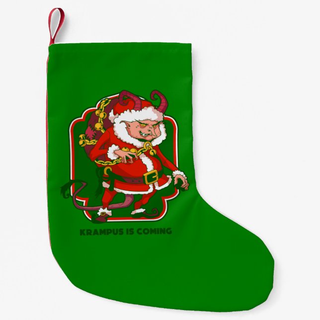 Meia De Natal Pequena ugly christmas krampus is coming funny (Frente)