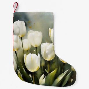 Meia De Natal Pequena Um bando de Tulipas Brancas em um Jardim Serene