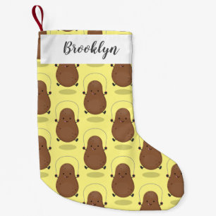 Meia De Natal Pequena Um desenho animado de corda de batata feliz