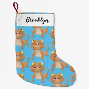 Meia De Natal Pequena Um desenho animado de lagarto de dragão barbudo