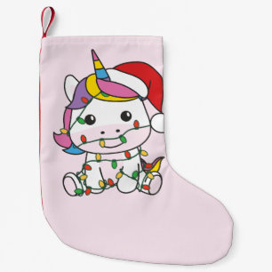 Meia De Natal Pequena Unicórnio Natal Animais de inverno Férias Unicórni
