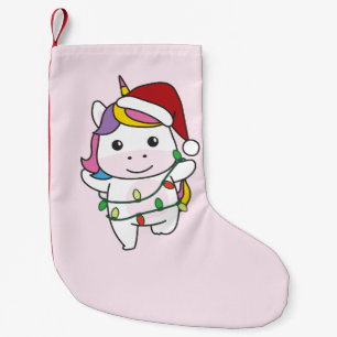 Meia De Natal Pequena Unicórnio Natal Animais de inverno Férias Unicórni
