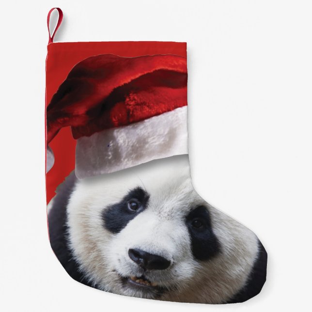 Meia De Natal Pequena Urso de panda de Papai Noel (Frente)