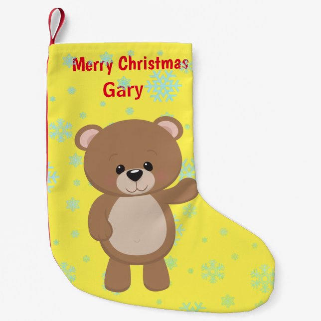 Meia De Natal Pequena Urso de pelúcia (Frente)