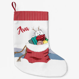 Meia De Natal Pequena Urso polar dos desenhos animados que espreita no