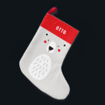 Meia De Natal Pequena Urso polar giro e engraçado personalizado infantil<br><div class="desc">Urso polar giro e engraçado personalizado infantil</div>