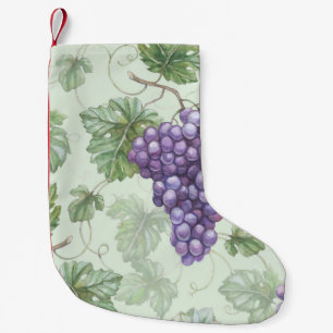 Meia De Natal Pequena Uvas Aquarela, Padrão Sem Fruta.