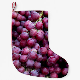 Meia De Natal Pequena Uvas De Vinho Vermelho: Fundo Luscioso.