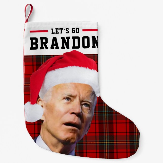 Meia De Natal Pequena Vamos Go Brandon FJB Xadrez Natal Stocks (Frente)