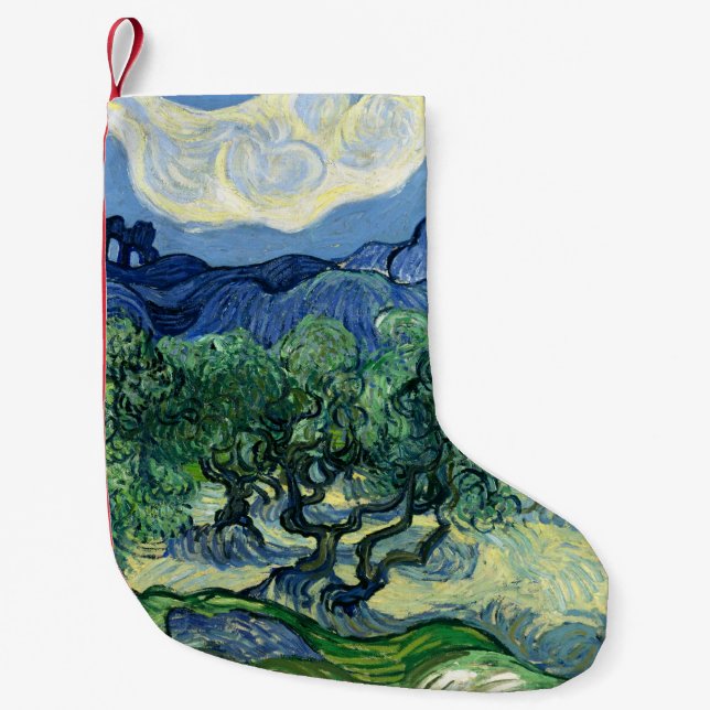 Meia De Natal Pequena Van Gogh A Paisagem Das Oliveiras (Frente)