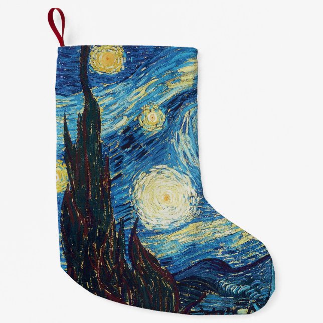 Meia De Natal Pequena Van Gogh Starry Night Classism Arte (Frente)