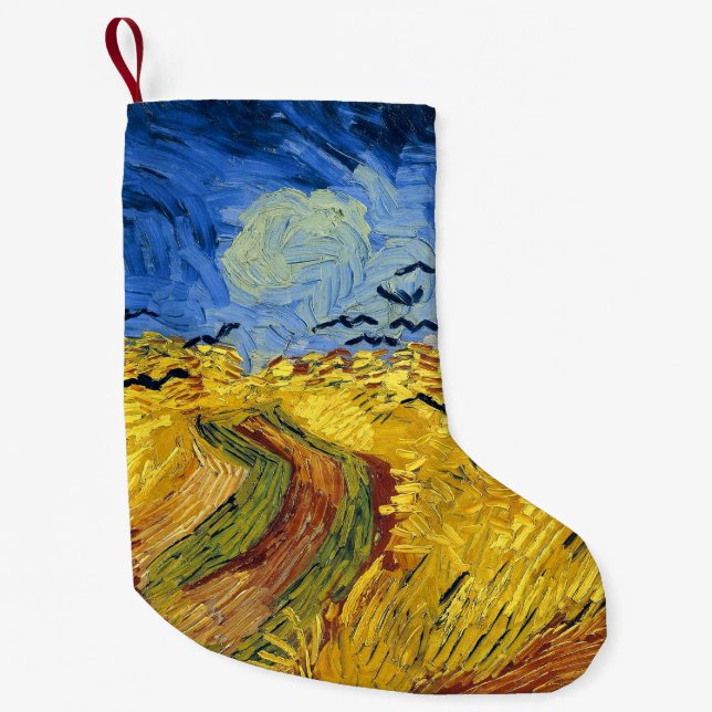 Meia De Natal Pequena Van Gogh Wheat Fields impressionista Painting (Frente)