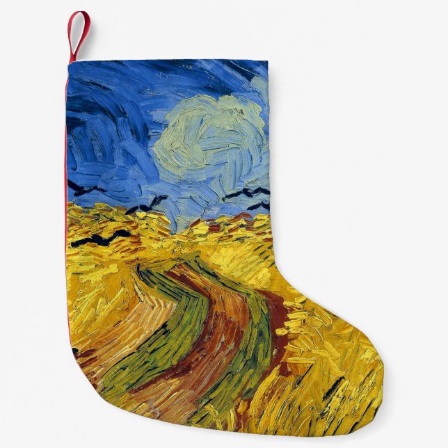 Meia De Natal Pequena Van Gogh Wheat Fields impressionista Painting (Frente)