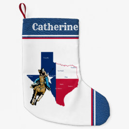 Meia De Natal Pequena Vaqueira ocidental de Texas sobre com couro do