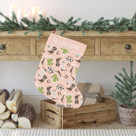 Meia De Natal Pequena Vaqueira Rosa Ocidental Cactus Deserto do Oeste |