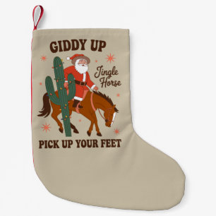 Meia De Natal Pequena Vaqueiro Giddy Up Jingle Cavalo Levanta os Pés