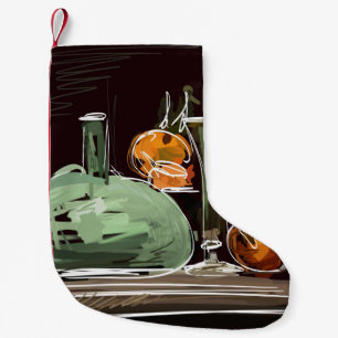 Meia De Natal Pequena Vaso Verde Fruta expressionista