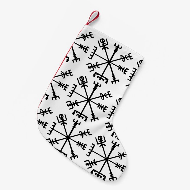 Meia De Natal Pequena Vegvísir (Viking Compass) (Frente (Pendurada))